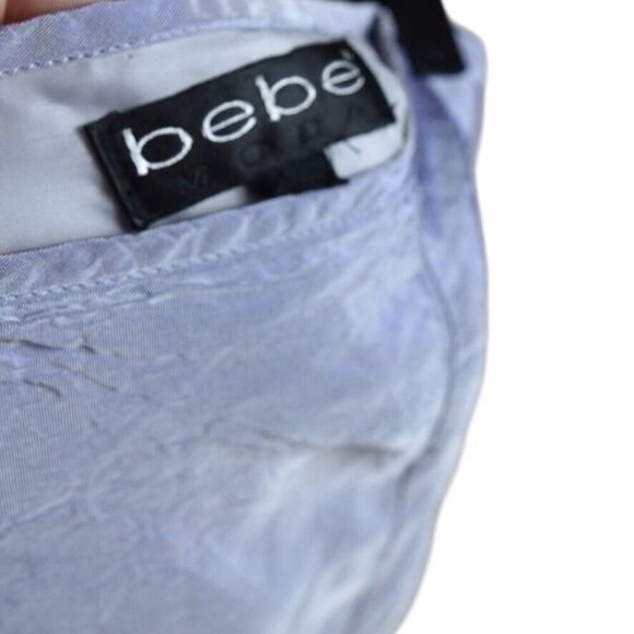 Y2K Vtg BEBE Purple Gray Iridescent Maxi Skirt Balloon Ruched Futuristic Medium - Picture 9 of 10